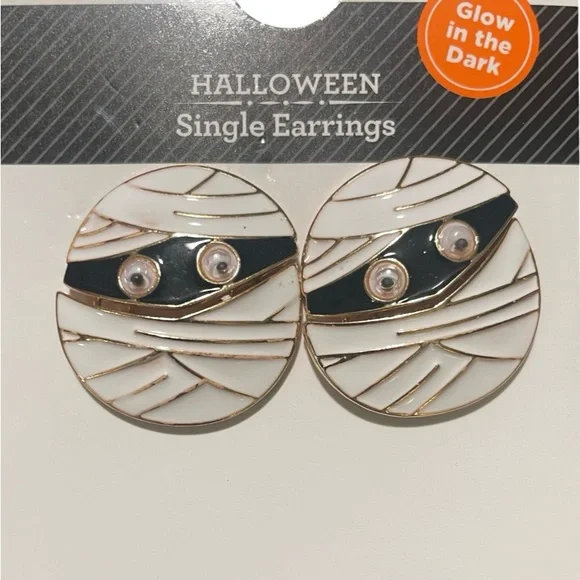 Halloween Glow-in-the-Dark Mummy Earrings - Picture 1 of 3